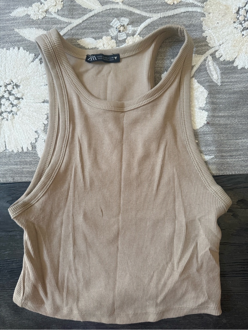 Zara Ribbed Tank Top in Beige